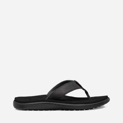 Teva Voya Leather Women's Black Flip Flops CA84288 Canada Online